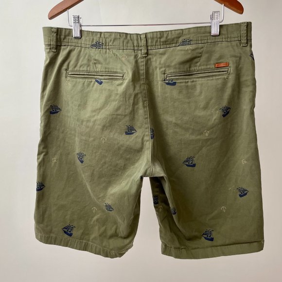 Jack & Jones Bowie Flat Front Chino Shorts Nautical Theme Green Size XL (36/38) - Picture 3 of 10